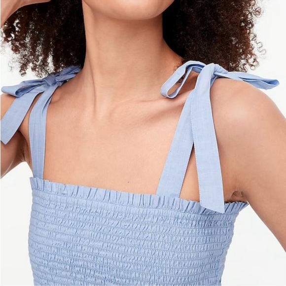 NWT J. Crew Smocked Tie-Shoulder Tank Top - Picture 2 of 4